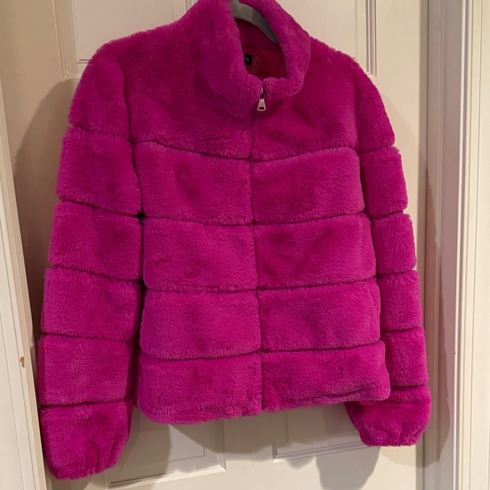 Love Token Bright Pink Teddy Jacket